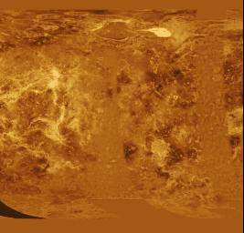 PIA00255: Venus - Simple Cylindrical Map of Surface (Western Half)