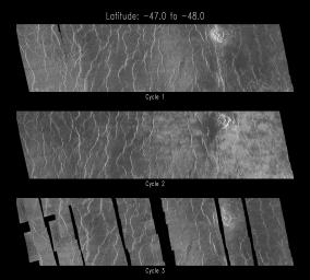 PIA00267: Venus - Cycle 1, 2, and 3 Images of Imdr Region