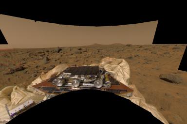 PIA00774: New Perspective of Undeployed Rover