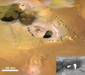 PIA02545: Eruption at Tvashtar Catena, Io, in Color