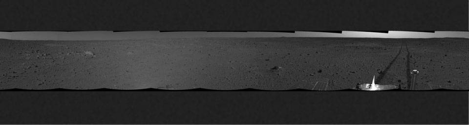 PIA05776: Spirit's View on Sol 101 (cylindrical)