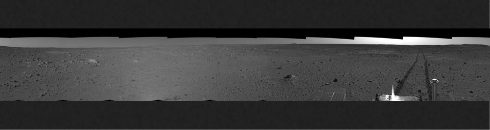 PIA05778: Spirit's View on Sol 101 (left eye)