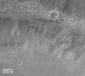 PIA07067: A Gullied Crater Wall