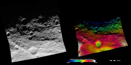 PIA15041: Topography of Vesta's Equatorial Region I