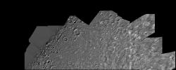 PIA00066: Mercury: Photomosaic of the Shakespeare Quadrangle (Northern Half) H-3