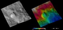 PIA15523: Apparent Brightness and Topography Images of Helena Crater