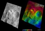 PIA15827: Apparent Brightness and Topography Images of Tuccia and Eusebia Craters